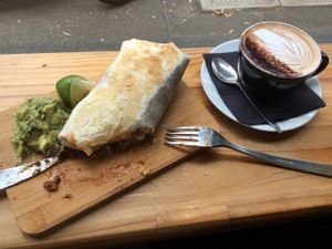 breakfast burrito and a mocha at Smith & Daughters in Collingwood
