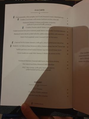 Menu July 2023 at Smith & Daughters in Collingwood