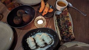 3x Coxinha $24.00, 3x Empanadas $24.00, Coca Bread + additional bread $12.00, 3 Potato Croquettes $30.00 at Smith & Daughters in Collingwood