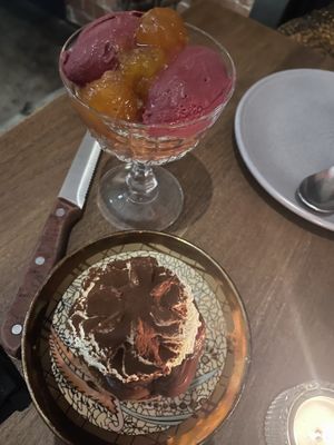 Banoffee pie and sundae. Not sure about the candies cherry tomatoes   at Smith & Daughters in Collingwood