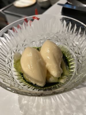 Cleanser course of melon sorbet with pickled melons from northern Australia.  at Smith & Daughters in Collingwood