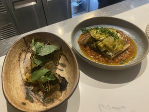 Leek dish on the right and another dish (forget what it was but it was tasty)   at Smith & Daughters in Collingwood