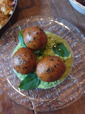 Crab hush puppies 18: no seafood taste, kind of dry inside like a felafel at Smith & Daughters in Collingwood