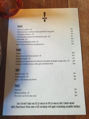 Menu Jan 2025 at Smith & Daughters in Collingwood