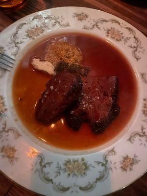 Brisket. Bit of a miss. Strange bitter flavour and maybe a little too garlicky. Seitan could have been more shreddy at Smith & Daughters in Collingwood