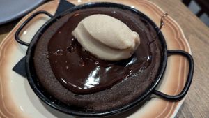 Skillet brownie, warm chocolate fudge, icecream $18.00: nice but not gooey, icy icecream at Smith & Daughters in Collingwood