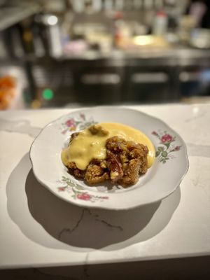 Apple and rhubarb crumble  at Smith & Daughters in Collingwood