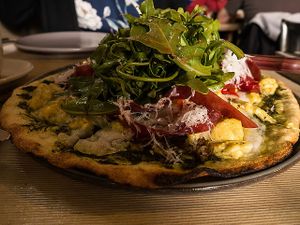 Breakfast pizza at Smith & Daughters in Collingwood
