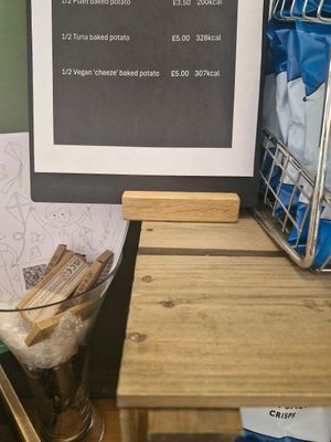 Vegan half baked potato at National Trust Lydford Gorge Tea Rooms in Okehampton