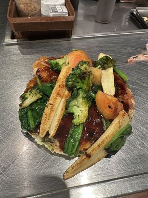 Vegan okonomyaki  at Chibo Okonomiyaki Restaurant in Osaka