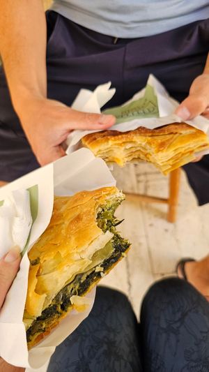 Delicious spinach and mushroom pie 😍 at Chryssa Bakery - Xrysa Bakery in Corfu