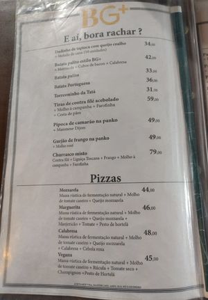 Menu food 1 at BG+ in Rio De Janeiro