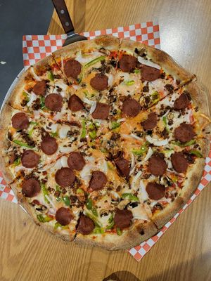 Vegan delux pizza at Bada Bing Pizzeria in Lafayette