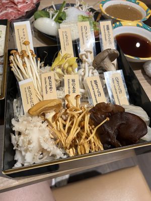 Assortment of mushrooms   at Shabu-Shabu & Lamb Shabu Kinnome – Ginza in Tokyo
