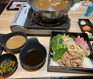 Vegan shabu shabu (mushrooms not shown)  at Shabu-Shabu & Lamb Shabu Kinnome – Shinjuku in Tokyo