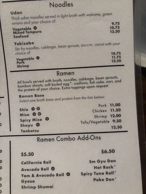 Ramen menu up close   at Ramen Dozo in Tempe