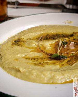 Bissara: split pea tapenade, Chermoula oil at La Cuisine de Souad @ Ernest & Souad in Paris