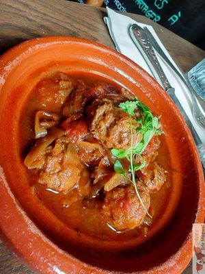 Kefta tagine, delicious plant based kefta balls with an excellent tomato and onion sauce at La Cuisine de Souad @ Ernest & Souad in Paris