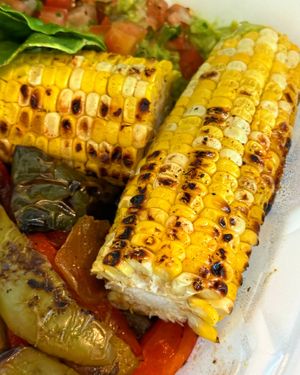 Grilled Mexican street corn (no sauce)   at Lupe Tortilla in Irving