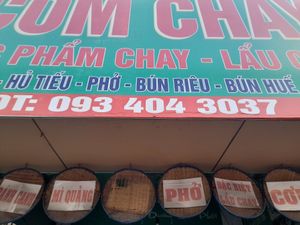 Outside sign at Cơm Chay Diệu Vy in Ho Chi Minh City