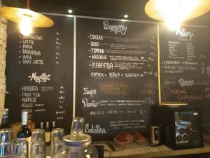 Menu wall inside at miXtura in Poznan