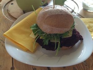 beetroot burger at miXtura in Poznan