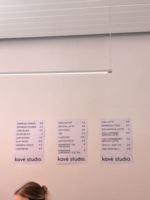 Menu (you can change to oatmilk any drink)  at Kavé Studio  in Mainz