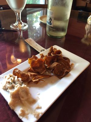 Sweet potato chips w/ white bean dip at Tavern 27 in Laconia