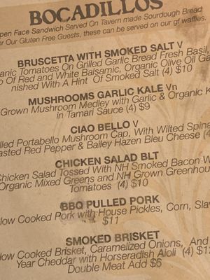 Menu Tavern 27 at Tavern 27 in Laconia