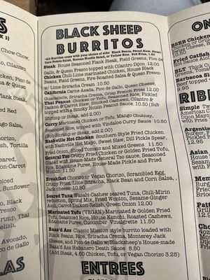Burrito menu  at Black Sheep Burrito and Brews in Huntington