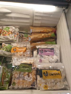 Frozen vegan croissant at Biomarkt in Wasserburg