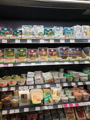 Vegan cheese, cream cheese, springrolls and lots of other stuff at Biomarkt in Wasserburg