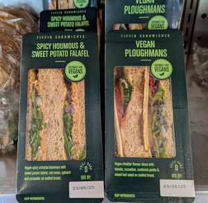 Lots of take out vegan options from pasties & pies to sandwiches & salad bowls. Limited choice of cake but the raspberry flapjack was delicious, and they have dairy free ice-cream! at RSPB Arne Shop and Cafe in Wareham