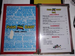 Menu at Pushcart Jerk Center & Rum Bar in Negril