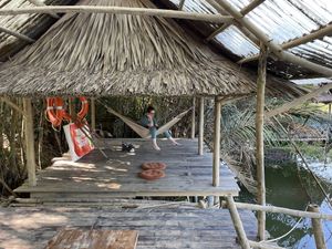 Outside hang-out spot  at Yên Homestay & Vegan Macrobiotic in Hoi An