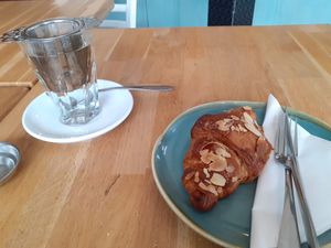 Almond croissant (amazing btw) at Koffie ende Koeck in Amsterdam