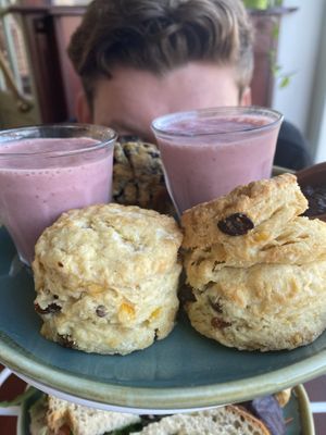 Scones and strawberry milkshake  at Koffie ende Koeck in Amsterdam