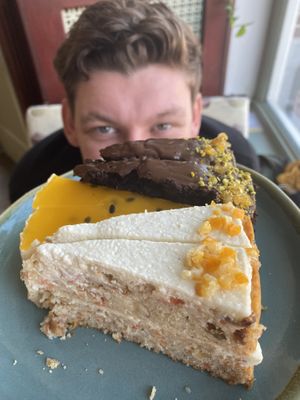 Chocolate cake, passion fruit cheesecake and carrot cake  at Koffie ende Koeck in Amsterdam