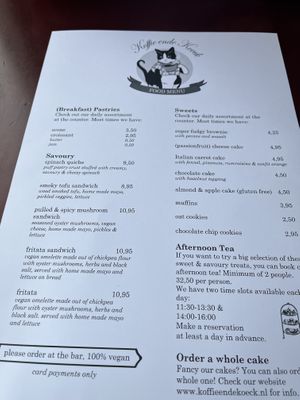 Menue  at Koffie ende Koeck in Amsterdam