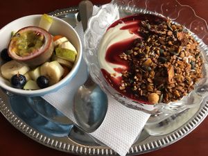 Soy yogurt with granola and fruit salad (very refreshing) at Koffie ende Koeck in Amsterdam