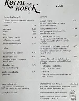 Menu food   at Koffie ende Koeck in Amsterdam