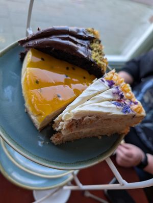 Chocolate cake, carrot cake and cheesecake. All three were super delicious. at Koffie ende Koeck in Amsterdam