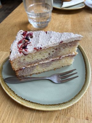 Raspberry/almond cake: decent, but the structure was too firm and brittle for me. I think it’s gluten-free  at Koffie ende Koeck in Amsterdam