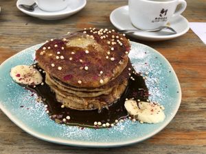 Banana pancakes  at Koffie ende Koeck in Amsterdam