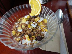 Soya yoghourt with granola at Koffie ende Koeck in Amsterdam