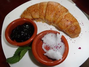 Croissant with jam and coconut butter at Koffie ende Koeck in Amsterdam