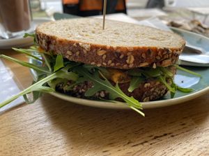 Basil pâté and red pepper sandwich  at Koffie ende Koeck in Amsterdam