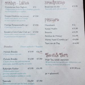 the menu on 23 January 2015 at Koffie ende Koeck in Amsterdam