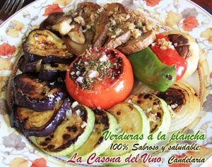 Vegan dish. Grilled vegetables with seitan.  at La Casona del Vino in Tenerife