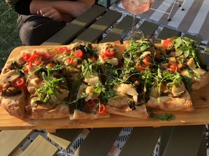 pinza with veggies and vegan sausage  at The Green Spot in Modena